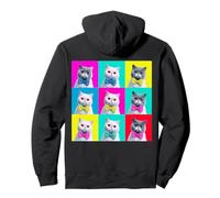 Exotic Shorthair Cat Pop Art Colorful Feline Grid Bow Tie De Pullover Hoodie