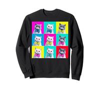 Exotic Shorthair Cat Pop Art Colorful Feline Grid Bow Tie De Sweatshirt
