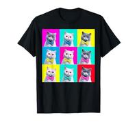 Exotic Shorthair Cat Pop Art Colorful Feline Grid Bow Tie De T-Shirt