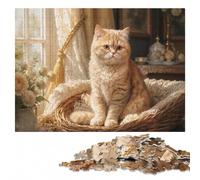 Exotic Shorthair Cat Wooden Puzzle, Picture Jigsaw, 1000 Pieces | Shared puzzle time: a clear build method in spare time.