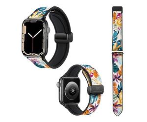Exotic Silicone and Genuine Leather Watch Strap for Apple Iwatch 22 mm (38/40/41/42/44/45 mm)
