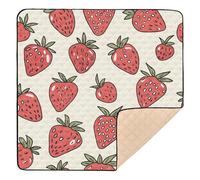 Exotic Strawberry Pattern Baby Play Mat for Floor, 127x127 CM Playpen Mat,Thicken Soft Non-Slip Tummy Time Mat for Toddlers and Infants