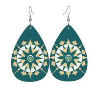 Exotic style floral Leather earrings, teardrop-shaped pendant jewelry, versatile and stylish women's accessories.