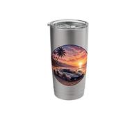 Exotic Supercar Sunset Beach Drive Retro Vintage Stainless Steel Insulated Tumbler