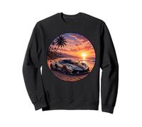 Exotic Supercar Sunset Beach Drive Retro Vintage Sweatshirt