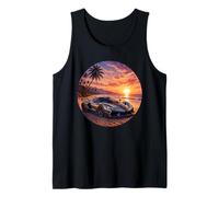 Exotic Supercar Sunset Beach Drive Retro Vintage Tank Top