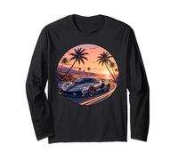 Exotic Supercar Sunset Coastal Drive Retro Vintage Long Sleeve T-Shirt