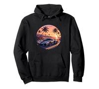 Exotic Supercar Sunset Coastal Drive Retro Vintage Pullover Hoodie