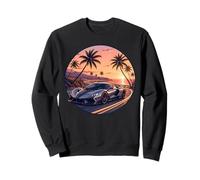 Exotic Supercar Sunset Coastal Drive Retro Vintage Sweatshirt