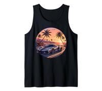 Exotic Supercar Sunset Coastal Drive Retro Vintage Tank Top