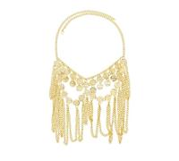 Exotic Surface Chain Performance Alloy Coin Tassel Headdress Surface Curtain(Gold1)