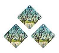 Exotic Tree Branch Sketch Cartoon Car Air Freshener, 3 Pcs Rhombus Hanging Air Freshener Cards, Long Lasting Fragrance Scented Cards for Car, Home, Office White-style