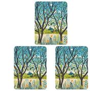 Exotic Tree Branch Sketch Cartoon Car Air Freshener, 3 Pcs Square Hanging Air Freshener Cards, Long Lasting Fragrance Scented Cards for Car, Home, Office Black-style