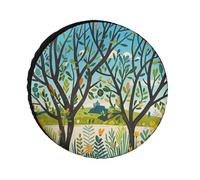 Exotic Tree Branch Sketch Cartoon Spare Tire Cover, 32inch Oxford Wheel Protector Travel Accessories, Waterproof Dustproof Wheel Tire Covers for RV Jeep SUV Camper Truck
