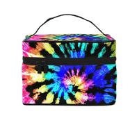 Exotic Tribe Tie Dye Print Portable Makeup Case Versatile Zipper Pouch Makeup Bag Large Capacity Polyester Black One Size Black One Size Black One Size, Black/White, One Size