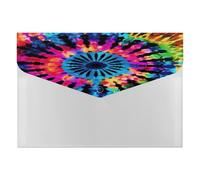 Exotic Tribe Tie Dye Style File Folder with Snap&6 Pockets Reusable File Organizer Portable Document Paper Bill Receipt Organizer Plastic Envelopes for Office College Letter Size