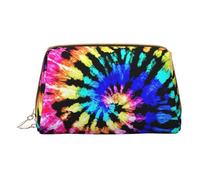 Exotic Tribe Tie Dye Style Leather Hand-Held Zipper Makeup Bag Storage Bag Portable Lipstick Pouch Toiletry Bag