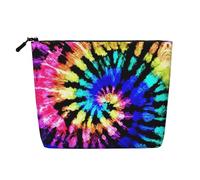 Exotic Tribe Tie Dye Style Makeup Bag Large Capacity Fake Hemp, Portable Zippered Case Water Resistant Toiletry Pouch