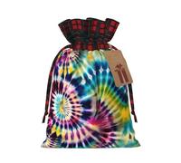 Exotic Tribe Tie Dye Style Print Festive Christmas Drawstring Gift Bags For Xmas Decorative Present Wrapping Needs