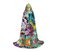Exotic Tribe Tie Dye Style Print Hooded Cloak,Wizard And Renaissance Costume Cape With Hood,For Role Play And Parties