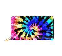 Exotic Tribe Tie Dye Style Print Leather Cell Phone Wallet Credit Card Holder Zipper Wallet Zipper Pocket Black One Size Black One Size Black One Size, Black/White, One Size