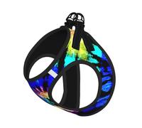 Exotic Tribe Tie Dye Style Print Pet Leash Vest Soft Adjustable Step in Puppy Vest Outdoor Walking with Leash