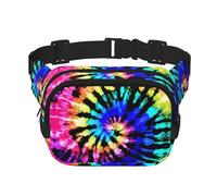 Exotic Tribe Tie Dye Style Print Square Double Layer functionality Waist Bag Unisex Crossbody Pack Travel Workout, Black, One Size