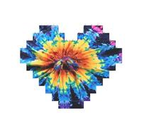 Exotic Tribe Tie Dye Style Printed Jigsaw Puzzle 10.8x12.8 CM, Heart-Shaped Puzzle Challenging Game for Adults Gifts, Family Fun Decorative Wall Decor