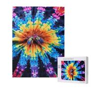 Exotic Tribe Tie Dye Style Printed Jigsaw Puzzle with Storage Box, Wooden Puzzle for Adults and Kids, 500 Pieces Family Fun Decorative Game