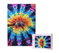 Exotic Tribe Tie Dye Style Printed Jigsaw Puzzle with Storage Box, Wooden Puzzle for Adults and Kids, 1000 Pieces Family Fun Decorative Game