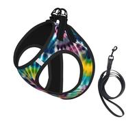 Exotic Tribe Tie Dye Style printing Puppy Harness, Dog Harness and Leash Set, Soft Mesh Reflective Breathable Lightweight Vest-Style
