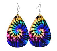 Exotic Tribe Tie Dye Style Prints Leather Teardrop earrings Pendant Stylish and light Lightweight Dangle for Women Girls, One Size, Leather, No Gemstone