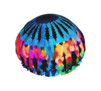 Exotic Tribe Tie Dye Style Shower Cap for Women Men Large Waterproof Shower Bonnet Elastic Band Bathing Hair Hat Spa Salon Caps Double Layered Reusable Bath Caps for Long Hair, Braids