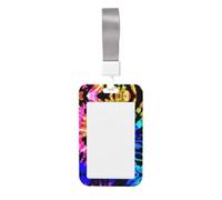 Exotic Tribe Tie Dye Style Vertical Id Card Badge Holder with Neck Strap, Printed Waterproof Name Card Holder for Work Office Nurse School