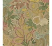 Exotic Tropical Fruits Pomegranate, Fig, Apple Vibrant Fruit Themed Wallpaper Perfect for Livin Rooms, Hallways, Restrooms or Bedrooms for a Modern Look Gold Holden 13852