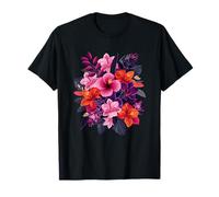 Exotic Tropical Hibiscus Orange Pink Flowers T-Shirt