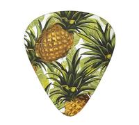 Exotic Tropical Pineapples Print Guitar Picks 12-Pack - Assorted Thickness Picks (0.46 mm, 0.71 mm, 0.96 mm) with Storage Box & Assorted Unique Design for Acoustic, Electric, Bass, and Ukulele Players