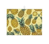 Exotic Tropical Pineapples Print Kitchen Tableware Drying Pad Microfiber Absorbent Dishes Drainer Mats , 18x24 In.