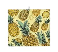 Exotic Tropical Pineapples Print Kitchen Tableware Drying Pad Microfiber Absorbent Dishes Drainer Mats , 16x18 In