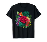Exotic Tropical Rose Orchid Monstera Bouquet T-Shirt