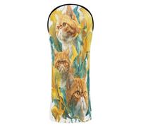 Exotic Yellow Cat Golf Head Cover Set Waterproof Headcovers with Interchangeable No. Tags for Fairway Wood Hybrid