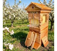 ExoticaBlend Beehive Kit - Flow Hive with Observation Window & Honey Spout, Wooden Bee Box with Integrated Carpenter Bee House