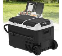 ExoticaBlend Portable Car Refrigerator, Dual-Zone Electric Cooler for Vehicles, -4℉-68℉ Freezer Smart Control via Bluetooth with Car Battery Protection, 12/24V DC & 100-240V AC Powered 50L