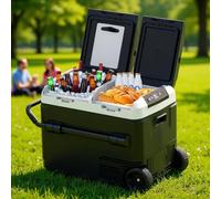 ExoticaBlend Refrigerator Compressor Electric Cooler, Car Fridge -4℉~68℉, Portable Freezer 12V/24V DC 100-240V AC, with Wheels & Handle for Travel,Camping,Truck 50L