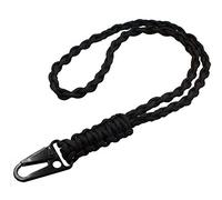 Exoticdream Military Grade Heavy Duty Paracord Lanyard Necklace Keychain Whistles Wrist Strap Parachute Rope Badge Cellphone Waterproof Holder Metal HK Clip Hook Outdoor Survival Men (Black)