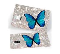 ExotixCard The Original Ultra Bling Reflective Card Sticker Debit -Credit Skin Shiny Removable Cover Especially Bright, Protecting No Bubble, Slim, Waterproof Card Cover (Big Cat), Butterfly, 1