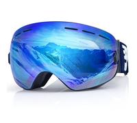 EXP VISION Snowboard Ski Goggles Men Women Youth, Anti Fog OTG Winter Snow Goggles Spherical Detachable Lens (Blue)