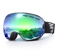 EXP VISION Snowboard Ski Goggles Men Women Youth, Anti Fog OTG Winter Snow Goggles Spherical Detachable Lens (Green)