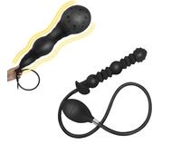 Expand Inflatable Anal Plug Anus Stimulator, Body-Safe Silicone Material Inflatable Butt Plug with 3 Beads, Prostate Anal Sex Toys Women, Men and Couples