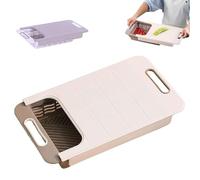 Expandable 2-in-1 Cutting Board with Colander Basket - Space Saving Kitchen Chopping Block Over Sink, Non-Slip Food Prep Station with Drain Basket for Fruits Vegetables Pasta (A.)